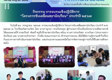 กิจกรรม การอบรมเชิงปฏิบัติการ "โครงการขับเคลื่อนสภานักเรียน" ประจำปี 2567